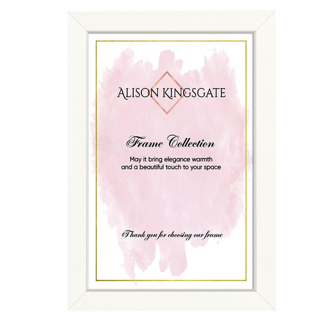 Alison Kingsgate 10X8 White Photo Frame-Engineered Wood Picture Frames with Shatterproof Perspex Front – Ideal for Certificates & Artwork-Wall Mount or Tabletop -Multiple Sizes & Colours Available — image 1