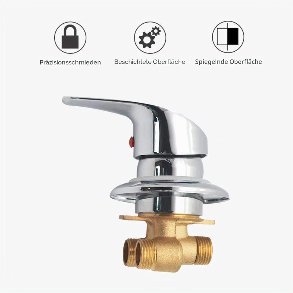 Duscharmatur G1/2"Anschluss Duschkabine Mischer Messing Duschventil | Mischbatterie dusche Umsteller Ausgang Verchromte Kalt- und Warmwasser Mischventil Duscharmaturen für Duschraum