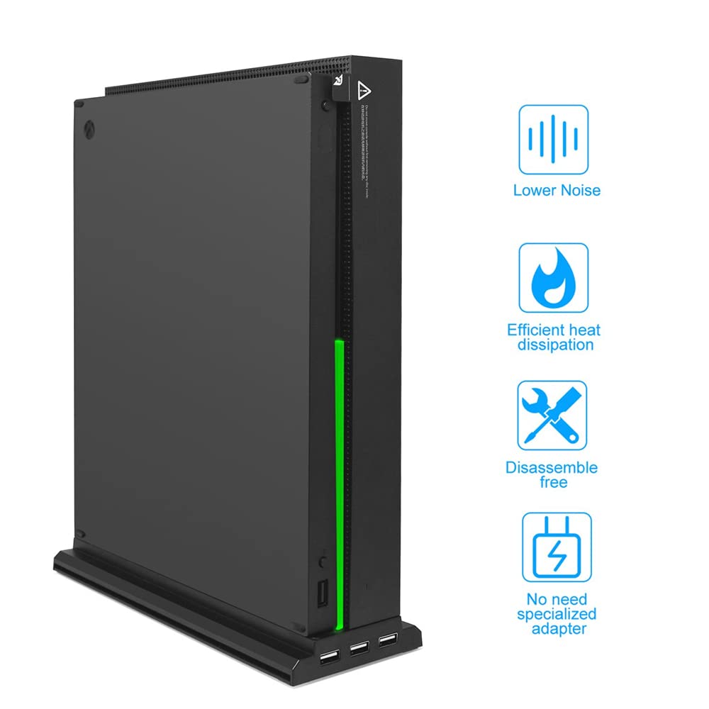 N+B Soporte Vertical de Refrigeración para Xbox One X, 3 Ventiladores, 3 Puertos USB, Negro
