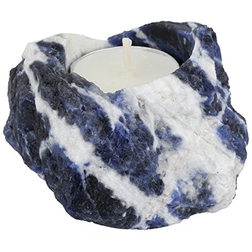 Rockcloud Natural Raw Blue Sodalite Taper Tea Light Candle Holder Air Plant Holder Healing Stone Home Decoration Figurine #TOP2