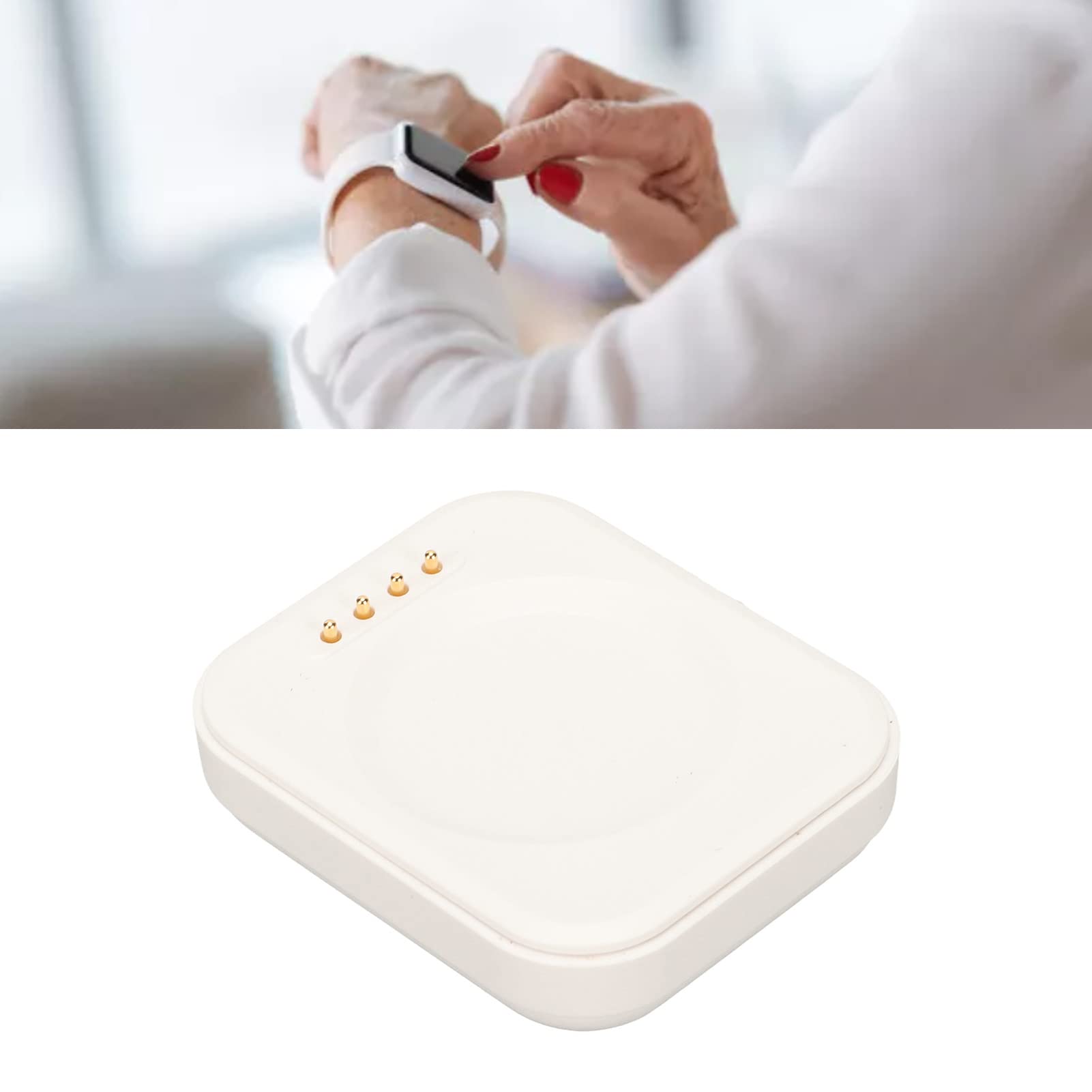 Bezprzewodowa ładowarka do Zegarka, Magnetyczna Stacja ładująca USB Przenośna Bezprzewodowa ładowarka z Przewodem ładującym USB, Stacja ładująca Inteligentnego Zegarka do Zegarka (Biały)