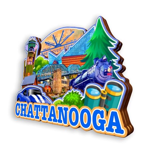 Imán decorativo redondo Chattanooga de madera para refrigerador miniatura 3