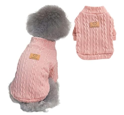 Tengcong 犬服 犬用 セーター 春 秋 冬 ニット セーター 犬用コスチューム 洋服 猫 ドッグウェア 防寒着 暖かい 可愛い おしゃれ 小型犬 中型犬 (M, ピンク)