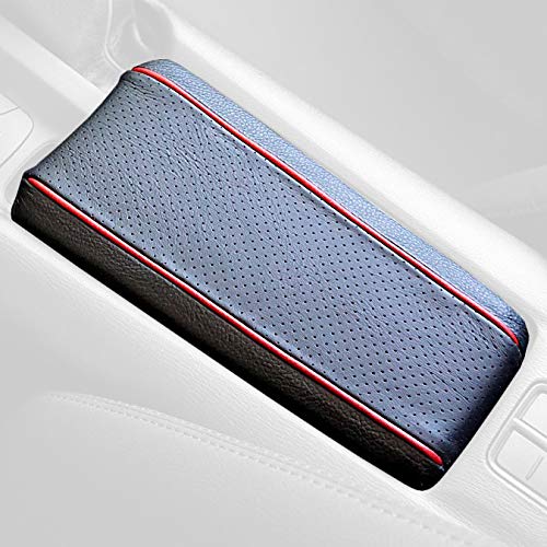 RedlineGoods armrest Cover Compatible with Fiat 124 Spider 2016-21. Tailor Made - not Universal. Genuine top-Grade Italian Black Leather with Blue Thread