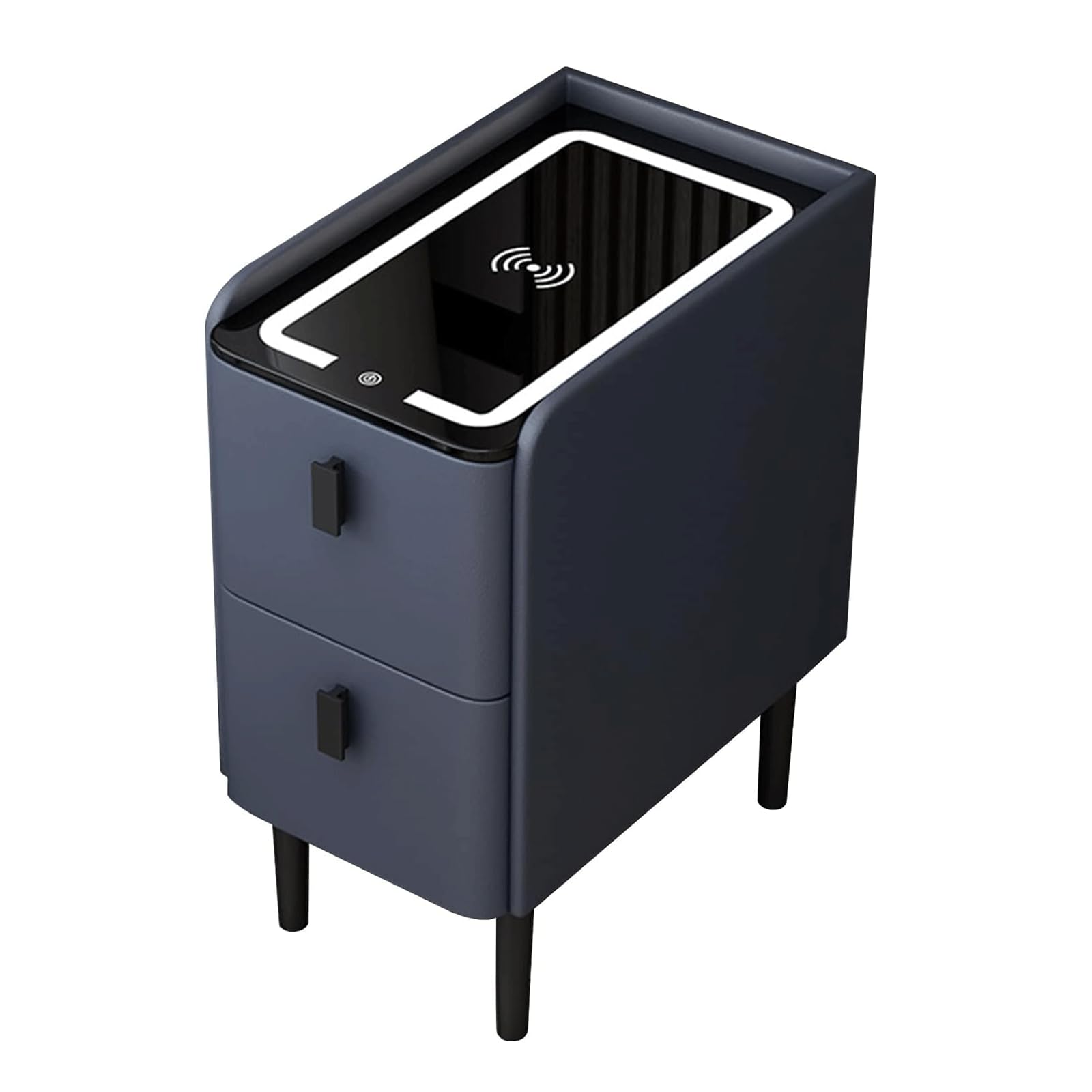 ASerZenith Bedside Table With 2 Drawer,Smart Nightstand With Charging Station,Minimalist And Practical End Side Table,Blue-30Cm