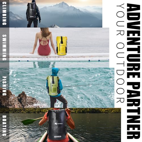Bolsa seca impermeable mochila IPX6, cierre enrollable para camping, natación, pesca, rafting, viaje, color negro, 55 litros miniatura 6