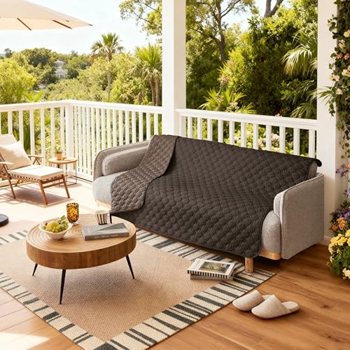 Image of gogobunny 100% Double Sided Waterproof Dog Blanket Soft Pet Bed Cover Reversible Protect Furniture Couch Sofa Car for Puppy Cat Kids (Dark Coffee /Light Coffee, 52x82 Inch (Pack of 1))