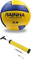 Bola de Vôlei Profissional Rainha 2.8 - Perfeita para Jogos em Areia e Quadra Para Treinos, Jogos e Lazer, Amarela + Bomba de Ar