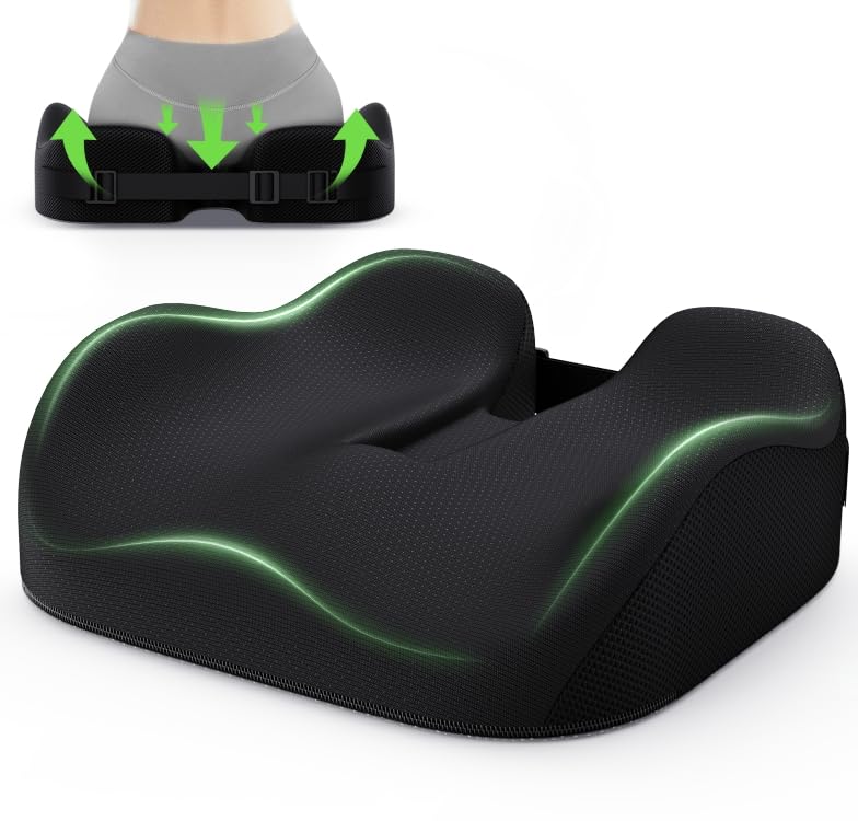 Benazcap Cojín de Asiento Ergonómico para Silla de Oficina,Cojín de Ortopédico Alivio de la Presión para Caderas, Coxis, Ciática, Cojin para Silla de Ruedas, Asiento de Coche, Silla de Gaming, Negro