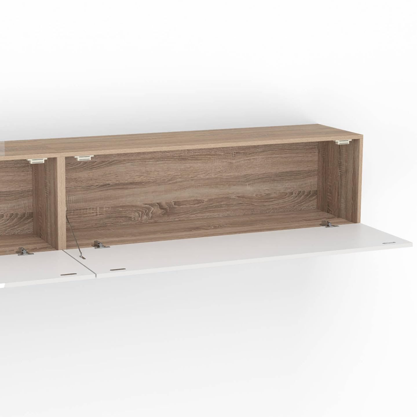 IDMarket - Meuble TV 300 cm Suspendu Elio 3 Portes Bois et Blanc