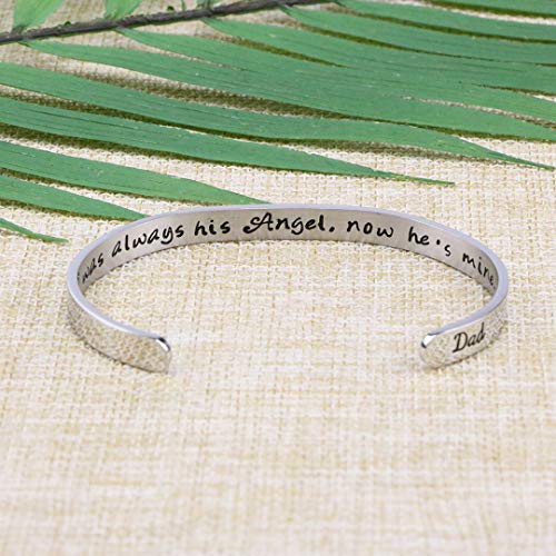 Joycuff Loss Of A Dad Sympathy Jewelry Memorial Gift For Daughter Remembrance Bracelet I Was Always His Angel Now He Is Mine #TOP1