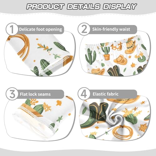 Cowboy Boots Horse Succulents Girls Leggings Kids Yoga Pants Dance Active Tights 4T3