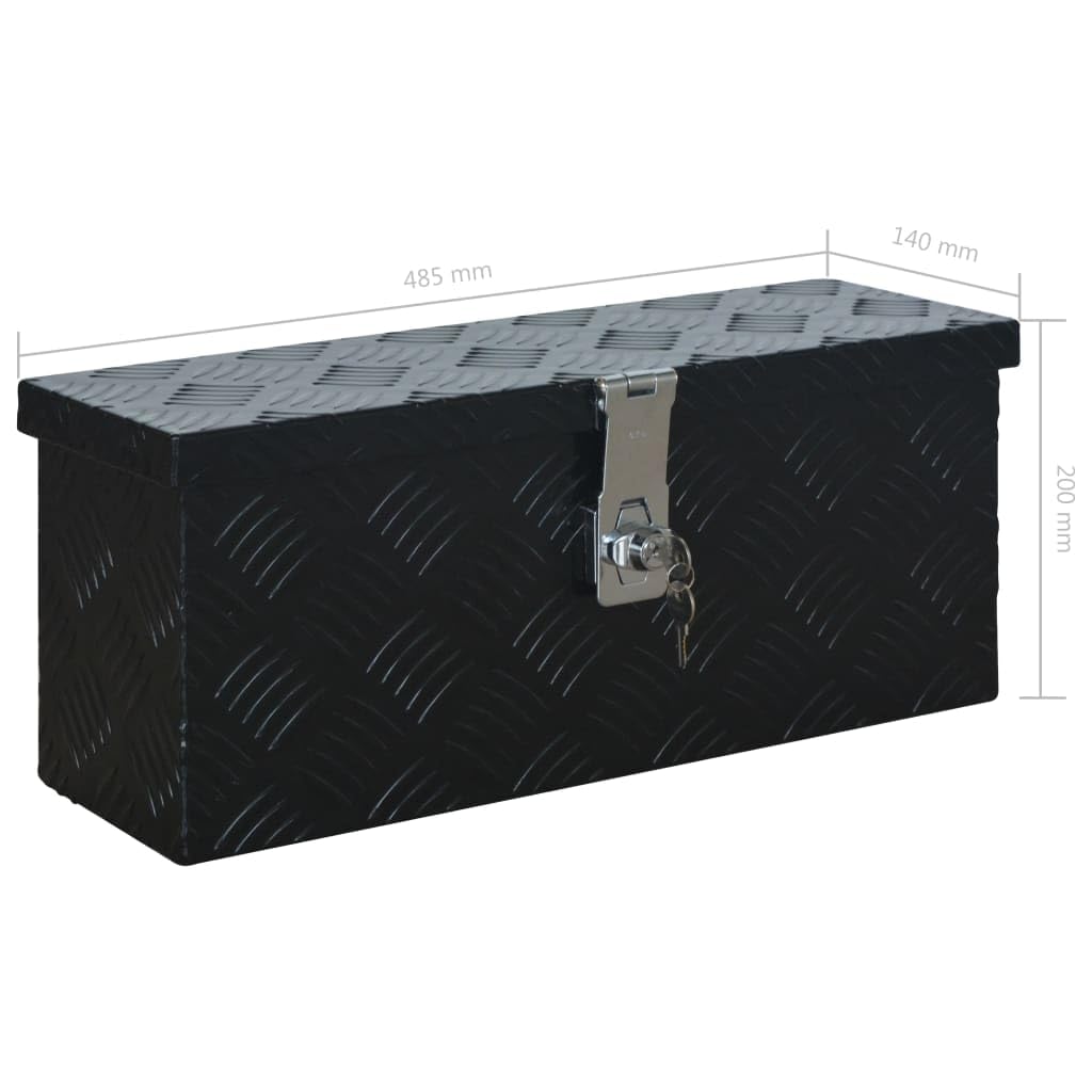 Genérico Caja de Aluminio 485x140x200 mm Negra,Bricolaje,Accesorios de Bricolaje,Organización y Almacenamiento de Herramientas,Cajas de herramientas-144845