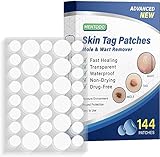 144 Stück Skin Tag Removal Patches, Muttermal Entfernen Skin Tag Remover Hautpflaster Hautanhängsel, Akne Pimple Patch Hydrocolloid Patches Haut Tag Entferner Patch Mole Remover Spot Repair Patches