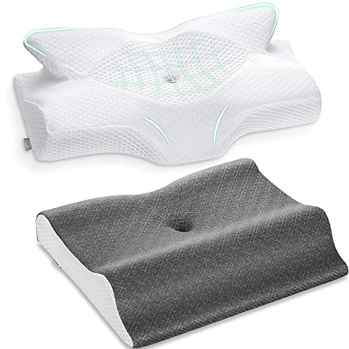 Elviros Cervical Memory Foam Pillow, Contour Pillows for Neck and Shoulder Pain & Ergonomic Contour Orthopedic Pillows for Sleeping for Side, Back, Sleepers