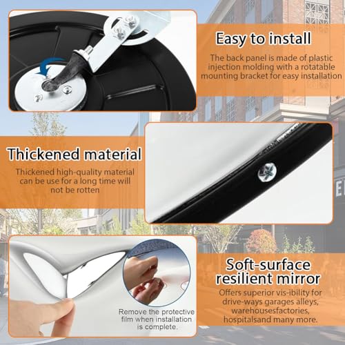 Verkehrsspiegel, 30cm Konvexspiegel für Garage und Einfahrt, Verstellbarer Weitwinkel Verkehrsspiegel für Verkehr, Einfahrten, Lager, Hof, Geschäfte (Unterstützt Innen- und Außenbereich)