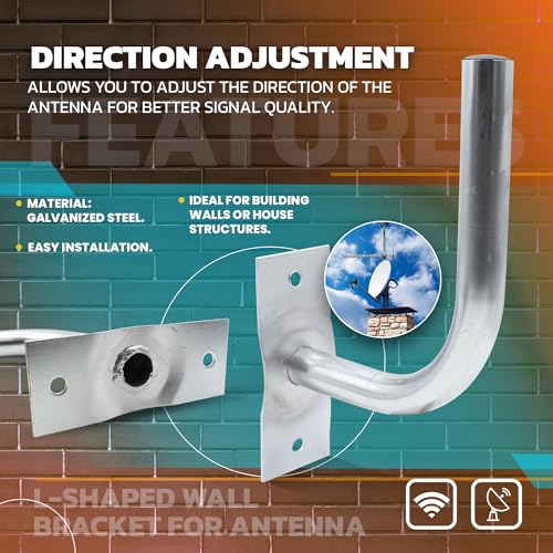 DOJA Barcelona | Soporte Antena Pared en L | Pack 1 | Mástil Ø 25mm | 20 X 17cm | Acero | Accesorios Parabólica | Para TV Exterior - imagen 7
