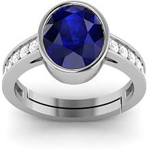 LMDPRAJAPATIS 6.00 Carat Blue Sapphire A1 grade Quality Birthstone 925 Jewellery Sterling Silver Ring Gemstone Tested By Lab Certificate