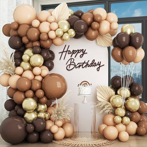 Image of TONIFUL Happy Birthday Sign for Backdrop - Brown Felt Banner - Includes Dot Glue - Perfect for Birthday Party Backdrop,Wall Decor,Balloon Arch,Photo Background