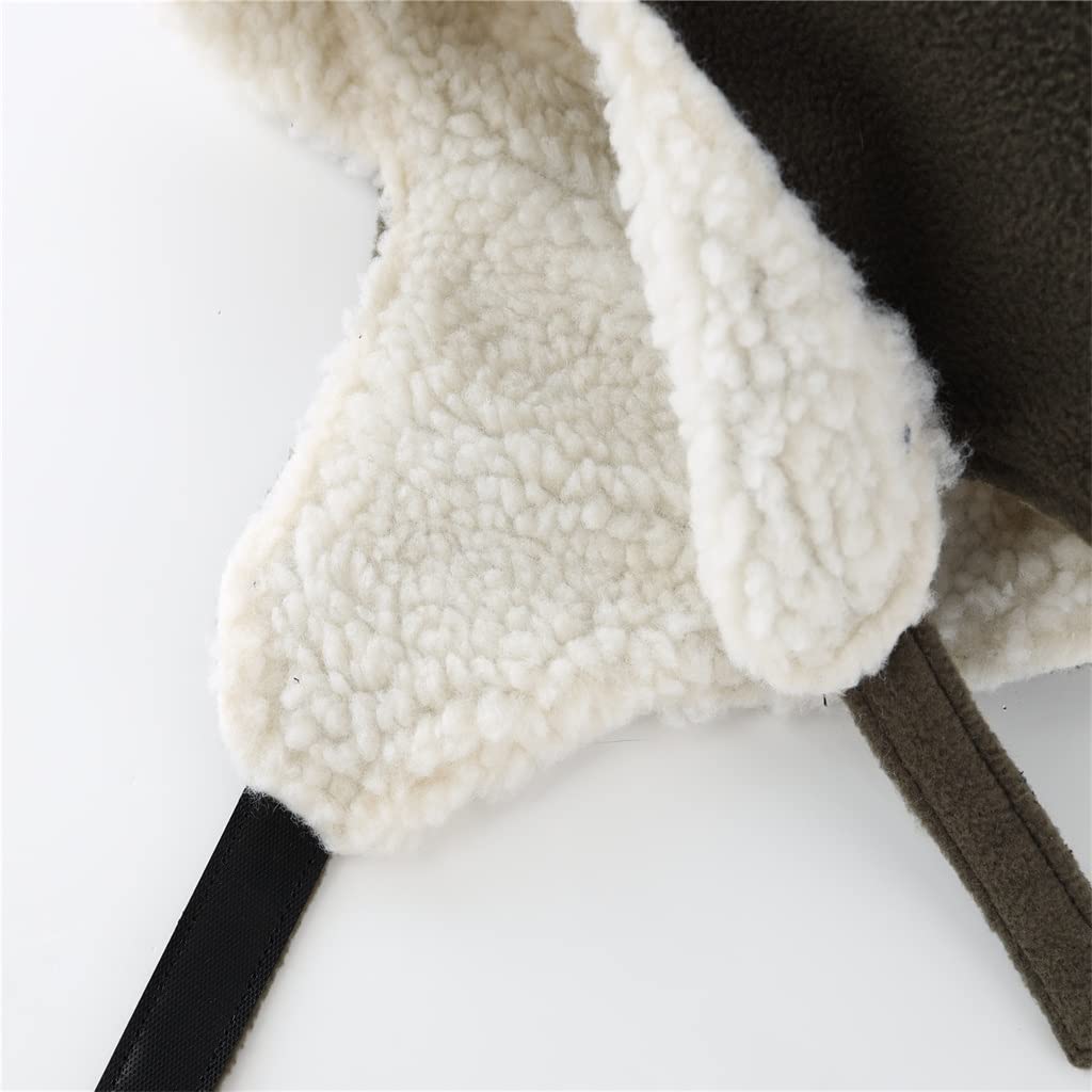 Toddler garçons Hiver Chapeaux Enfants en Polaire Sherpa doublé Chapeau épais Chapeau Chaud Bouchon oreillette avec Paille de Ski de Neige à Coupe-Vent visière(a)