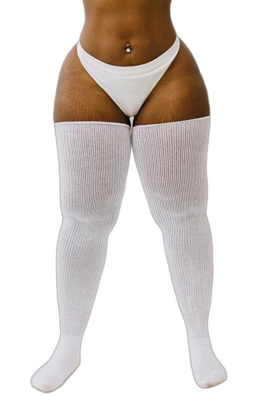 Image of Thunda Thighs Plus Size Thigh High Socks, Over the Knee High Boot Stockings Leg Warmers, Extra Long & Thick Socks