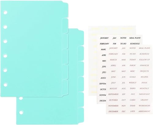 Separadores A7 de plástico duradero con 6 agujeros, separadores de páginas de archivos transparentes para escribir y borrar para carpetas de anillos