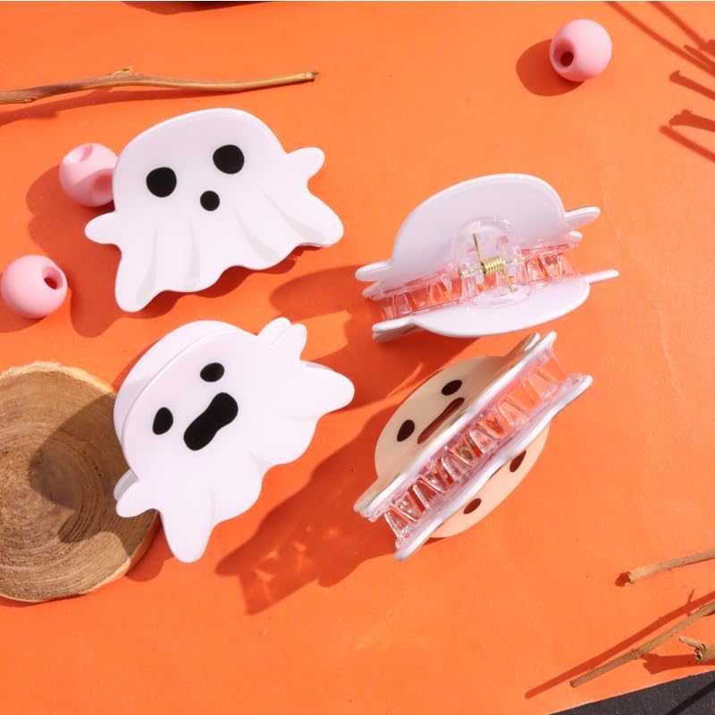3 Pcs Hair Claw Clips blanco Ghost Face Halloween miniatura 6