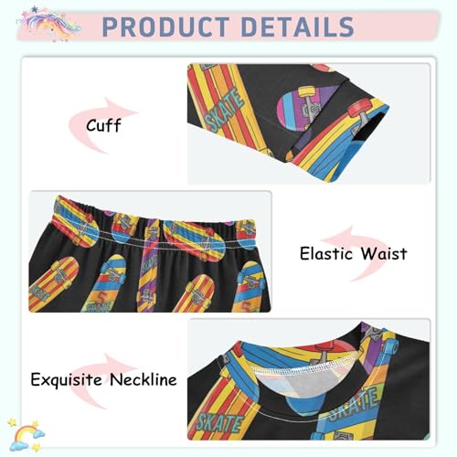 Pajama Sets Long Sleeve Colorful Graffiti Skateboard Soft Comfy Sleepwear 2 Piece PJS 3-8T4