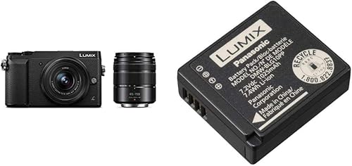Panasonic LUMIX GX85 Cámara digital 4K, paquete de lentes de 0.472-1.260in y 1.772-5.906in y LCD táctil, DMC-GX85WK con paquete de baterías de iones