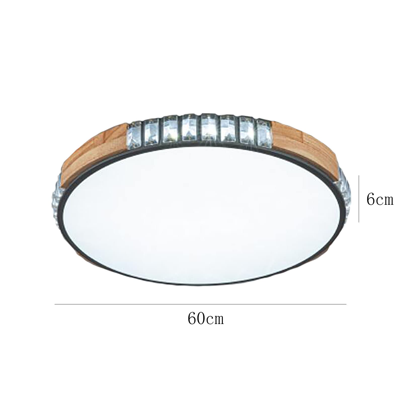 Lámpara de Techo de Cristal Regulable con Mando a Distancia, Temperatura de Color Ajustable, LED K9, Redonda, minilámpara de Techo, atenuación Continua, 60 x 6 cm (luz cálida, 50 x 6 cm)