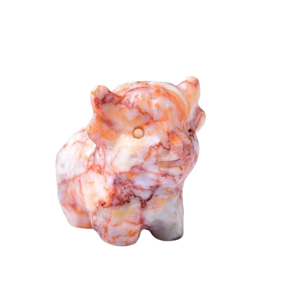 HUFFA Handcrafted Cow Carving from Raw Stone - Unique Home and Office Decoration(Redgrid)