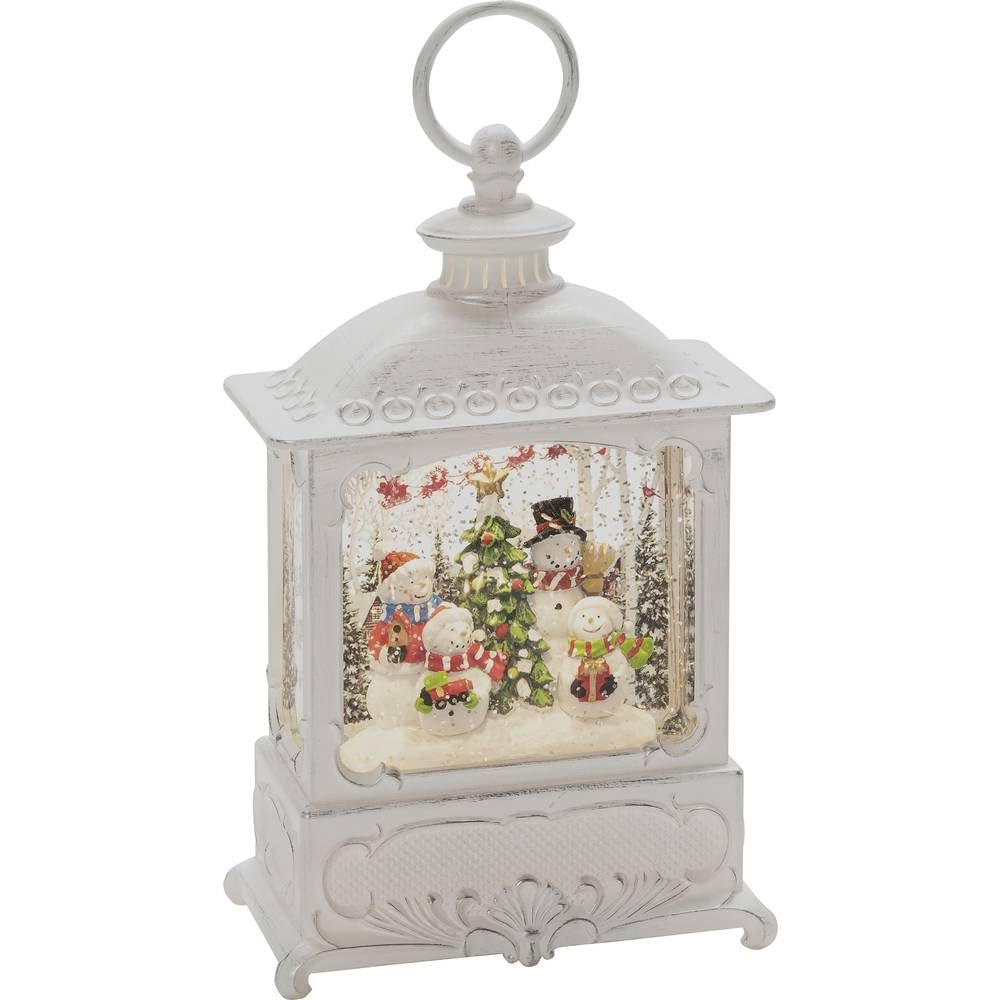 Konstsmide LED Snow Globe Lantern Snowman Family Scene Reindeers and Sleigh/Water Filled/Christmas Decorations Indoor Use (IP20) / Battery Operated: 3xAA 1.5V (excl.) / Christmas Lantern 1 LED