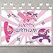 Samurai Happy Birthday Banner Backdrop Background Photo Booth Props Flag Kit Pink Warrior Theme Decor for Girls Princess 1st Birthday Party Baby Shower Favors Supplies Decorations