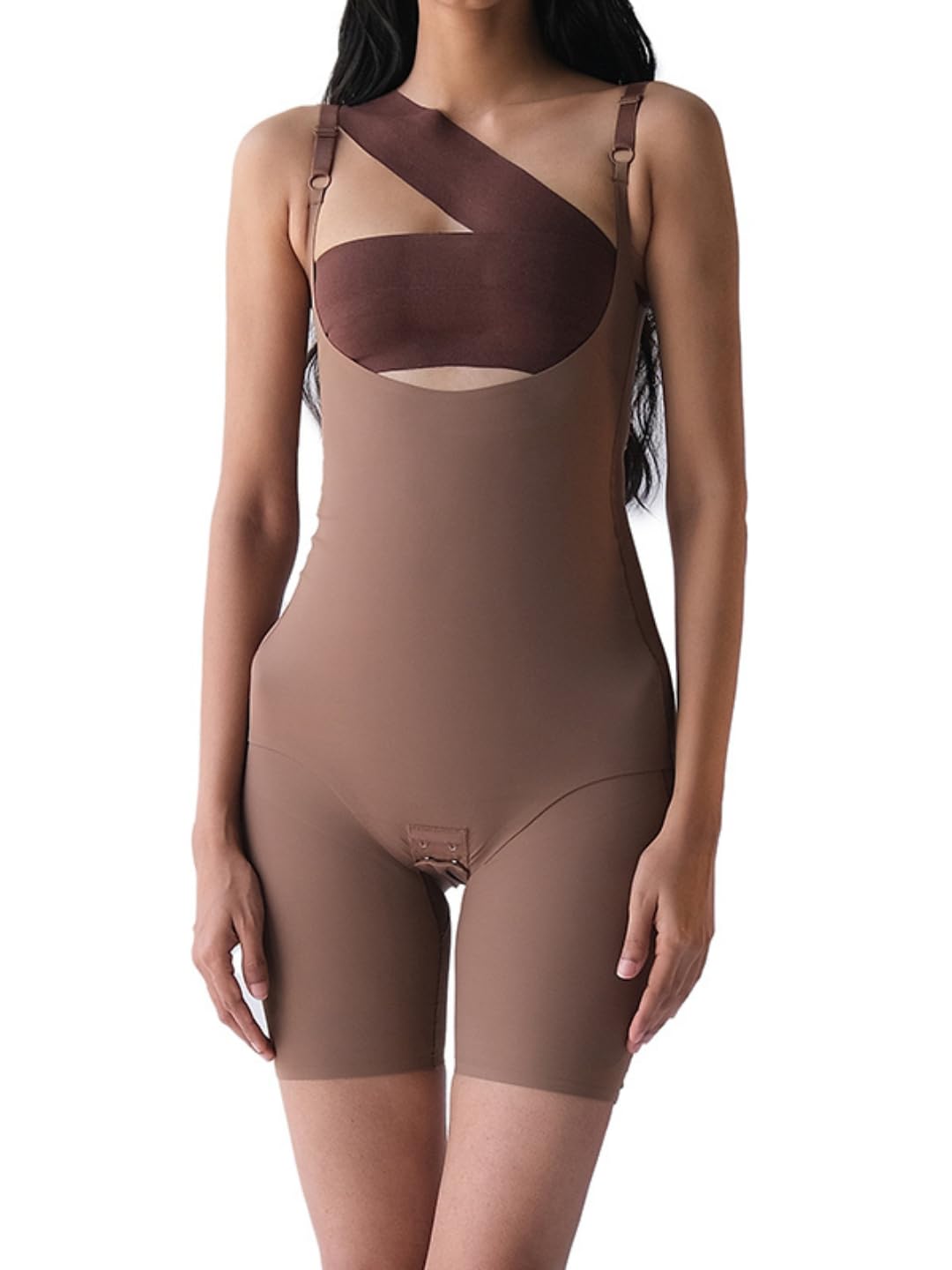 buttchique Full-Bodysuit All Over Body Sculpting (Coco Brown Colour) Shapewear for Effective Tucking & Natural Contour With Adjustable Straps-picture-15