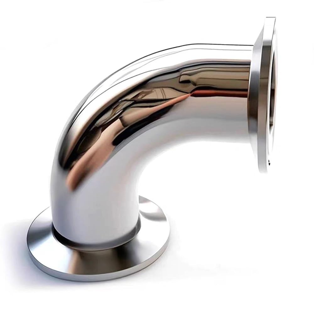 Raccord de Tuyau Coudé 90° à Collier Tri en Acier Inoxydable SS316 (ID 19-108mm, Ferrule OD 50.5-119mm) Poli Miroir Sanitaire pour Brassage Maison & Industrie - 1 Pièce(57mm Ferrule 77.5)