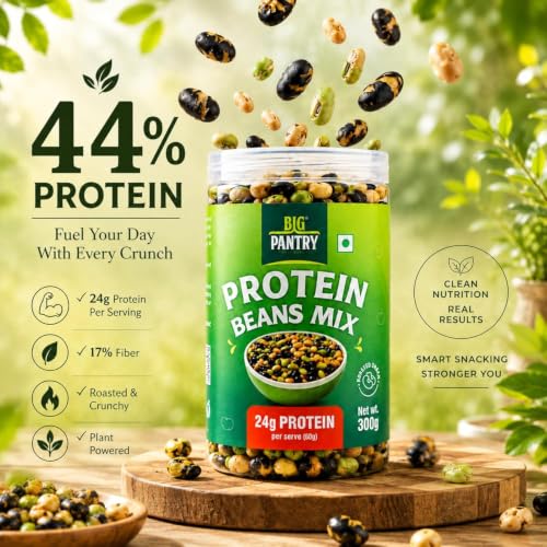 Image of Big Pantry Protein Beans Mix, Roasted Mixed Beans, Plant-Based, Vegan, Gluten Free, 24g Protein per Serve, 300g