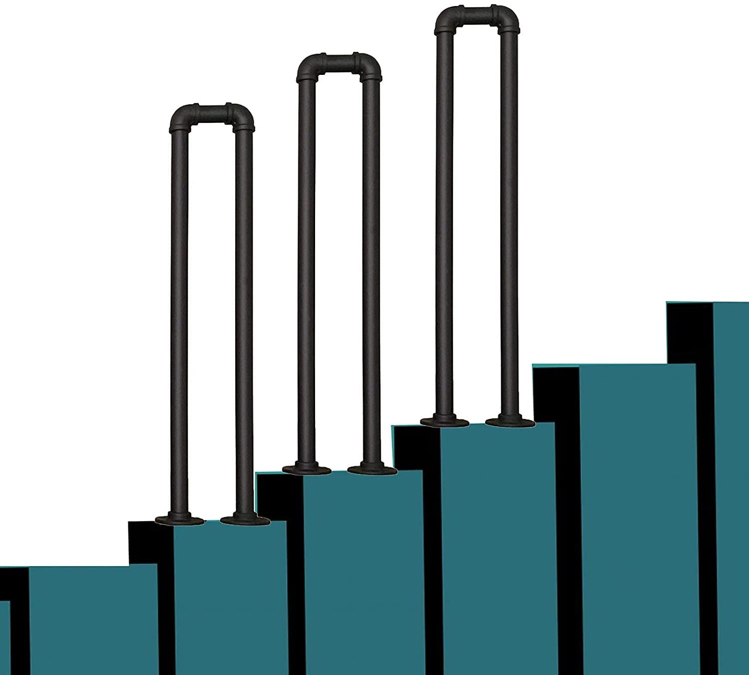 Handrail for Indoor Outdoor Staircase Stair Handrail Matte U-Shaped Industrial Wrought Iron Railing, Non-Slip Safety Elderly Children's Support Poles, Staircase Railing(90cm(2.95ft))