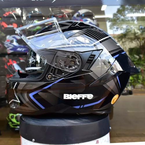Capacete Esportivo Com Oculos Solar Interno Bieffe B-Fast Strak Preto Azul - 60
