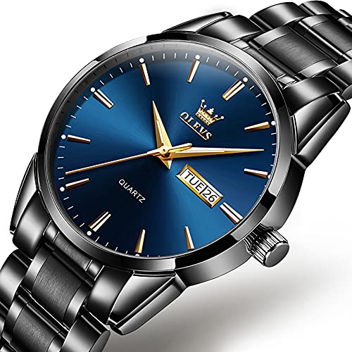 Image of OLEVS Watches for Men Business Dress Diamond Analog Quartz Big Face Luxury Classic Stainless Steel Waterproof Luminous Two Tone Wristwatch
