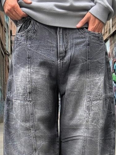 Mens Baggy Straight Leg Jeans Casual Loose Fit Wide Leg Denim Pants Y2k Hip Hop Trousers Streetwear2