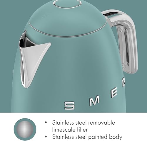 Miniatura 8 de SMEG KLF03 - Hervidor de agua eléctrico de 7 tazas, estilo retro, tapa de apertura suave, apagado automático, base giratoria de 360 - Jade