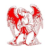 Schriftzugaufkleber kniender Engel mit Flügeln, betend mit gesenktem Kopf – Umriss 42x48.3cm Individuelle Anpassung Rot