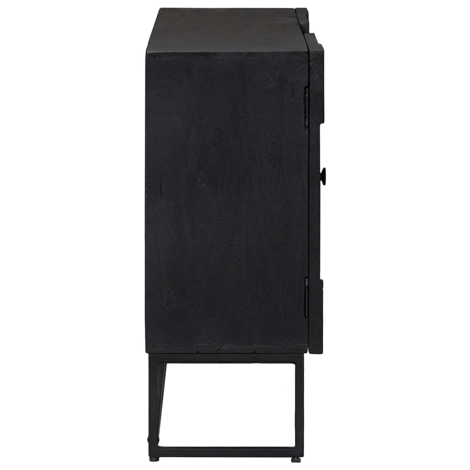 Kredenza czarny 105 x 30 x 68 cm | lite drewno mango, 2 drzwi, elegancki design, do salonu, jadalni, przedpokoju