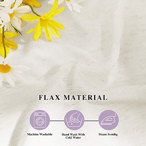NICETOWN Semi Sheer Curtains 84 inch Length 2 Panels, Grommet Retro Window Treatment Natural Open Linen Curtains Vertical Drapes Privacy with Light Through for Living Room, Vanilla, W52 x L84