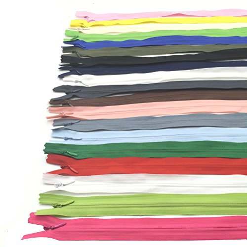 Mmei Pack of 40 Nylon Invisible Zippers for Tailor Sewer Sewing Craft Crafter's Special 16 Inch 20 Colors (2 pcs per Color)