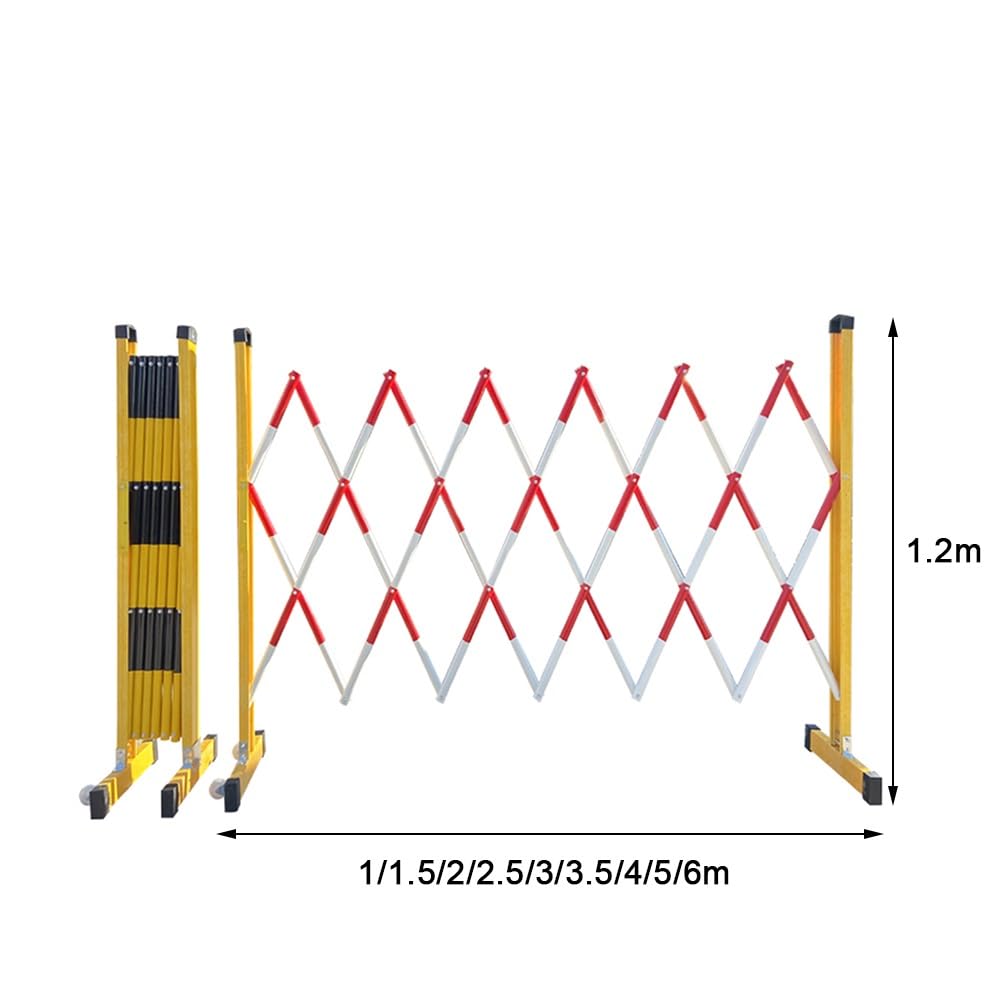Barrière de Circulation rétractable - Clôture de Garage Pliante Industrielle en Plastique et Acier, Portail Ciseaux Jaune et Noir pour Le contrôle des foules, la sécurité