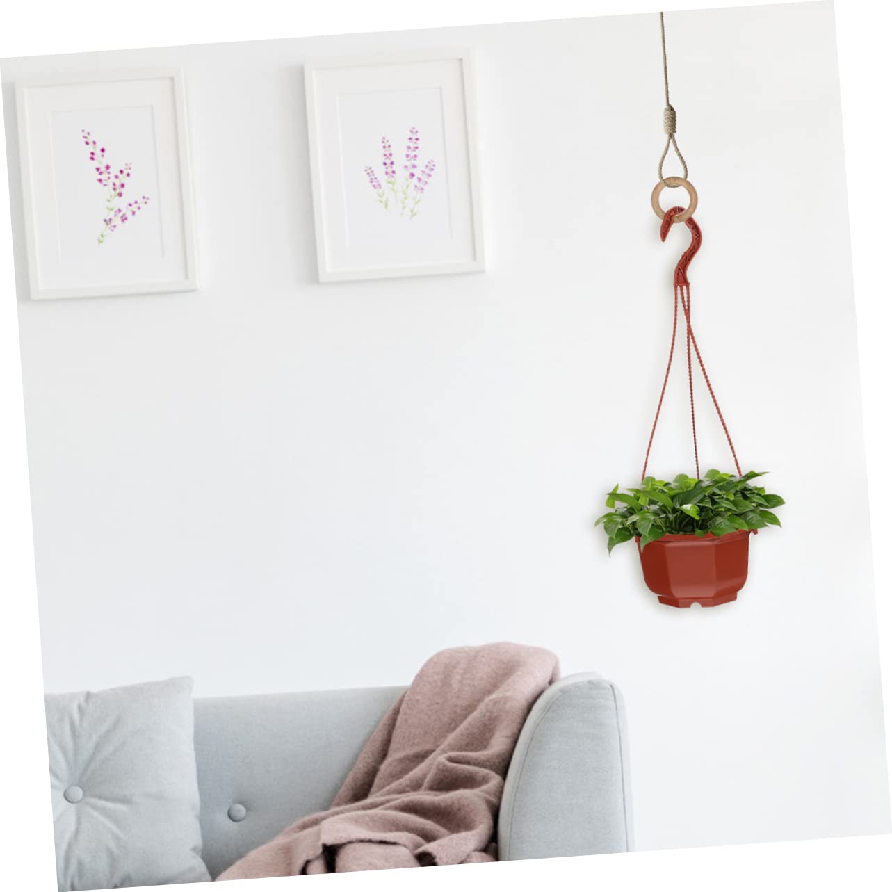 Lot de 15 pots de fleurs à suspendre avec crochets – Pots de fleurs ronds en plastique pour intérieur et extérieur faciles à accrocher pour décoration de maison et de jardin