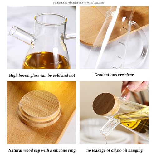 Bottiglia dispenser per olio in vetro borosilicato con scala e manico, brocca a prova di perdite per aceto e olio, perfetta per cucinare in cucina