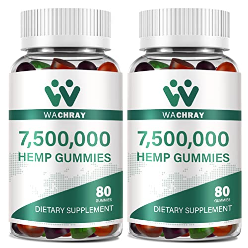 WACHRAY Hemp Gummies for Pain & Anxiety, Natural Support Better Strength Sleep Stress Relax Inflammation Calming, from Organic Hemp Seed Oil Extract Candy Gummy, Low Sugar (2 Packs)