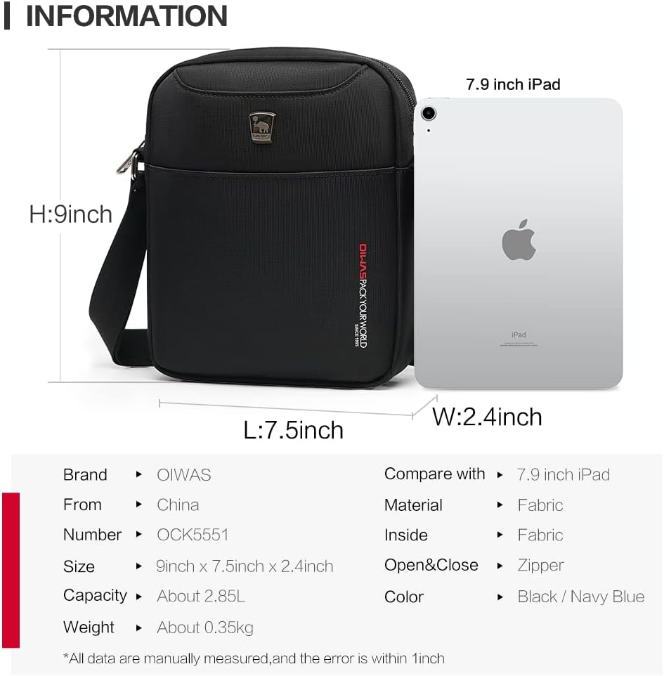 OIWAS Small Messenger Bag Crossbody Shoulder Bags for Men, Mini Sling Pack Handbag Mens Nylon Travel Purse - Image 4